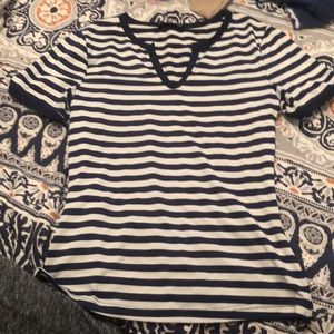 Shein XS White and Navy Blue Stripped